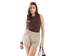 Stradivarius - Body marrone con scollo a barchetta XL