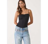 Stradivarius - Body nero con spalline sottili e plissettature M