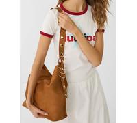 Stradivarius - Borsa a secchiello in camoscio sintetico color cuoio con tracolla-Neutro M