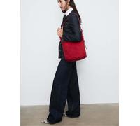 Stradivarius - Borsa a secchiello in camoscio sintetico rossa con fibbia-Rosso M