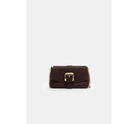 Stradivarius - Borsa a tracolla marrone con fibbia irregolare M