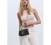 Stradivarius - Borsa a tracolla nera con chiusura rotonda-Nero M