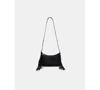 Stradivarius - Borsa a tracolla nera con frange-Nero M