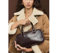 Stradivarius - Borsa bowling a tracolla in pelle sintetica marrone M