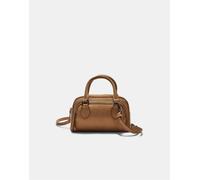 Stradivarius - Borsa bowling in camoscio sintetico color caramello con zip-Marrone M
