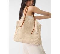 Stradivarius - Borsa da spalla all'uncinetto color écru-Bianco M