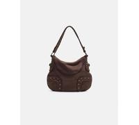 Stradivarius - Borsa da spalla marrone con borchie M