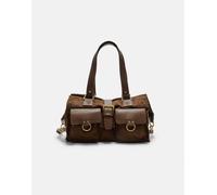 Stradivarius - Borsa da spalla marrone con tasche M