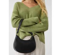 Stradivarius - Borsa da spalla nera a mezzaluna-Nero M