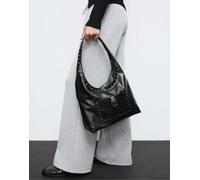 Stradivarius - Borsa da spalla nera con borchie-Nero M