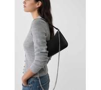 Stradivarius - Borsa da spalla nera con catenina-Nero M