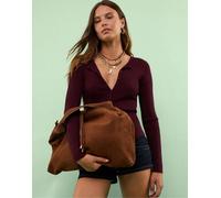 Stradivarius - Borsa da spalle beige in camoscio con nodi-Neutro M