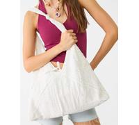 Stradivarius - Borsa in tessuto bianca ricamata-Bianco M