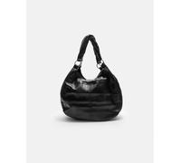 Stradivarius - Borsa nera effetto pelle con manici superiori-Nero M