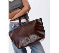 Stradivarius - Borsa shopper in pelle sintetica marrone M