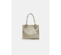 Stradivarius Borsa shopper in tessuto con borchie Ecru OS