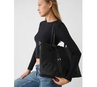 Stradivarius - Borsa shopper nera in tessuto con fiocchi-Nero M
