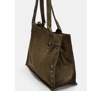 Stradivarius - Borsa shopping in tessuto kaki con borchie-Verde M