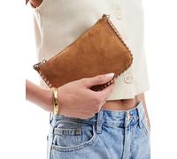Stradivarius - Borsetta color cammello pallido in camoscio sintetico con perline-Marrone M