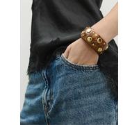 Stradivarius - Bracciale dorato rigido con borchie-Giallo M