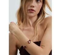 Stradivarius - Bracciale rigido dorato con strass-Giallo M