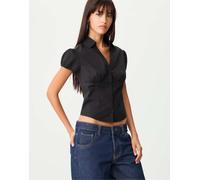 Stradivarius - Camicia aderente a maniche corte nera-Nero M