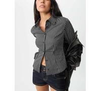Stradivarius - Camicia aderente in denim lavaggio grigio XS