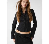 Stradivarius - Camicia aderente nera-Nero XS