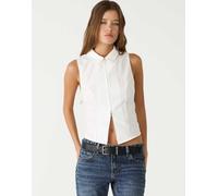Stradivarius - Camicia aderente senza maniche bianca con zip-Bianco M