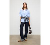 Stradivarius Camicia basic a righe con tasca in popeline Azzurro jeans S