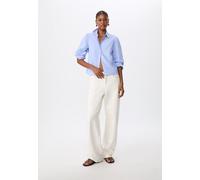 Stradivarius Camicia basic a righe in popeline a sbuffo Celeste S