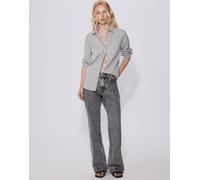Stradivarius - Camicia basic in popeline a righe verde bottiglia con tasca XL