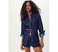 Stradivarius - Camicia in denim blu sovratinto con cintura M