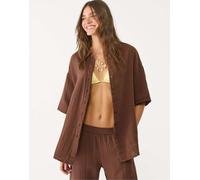 Stradivarius - Camicia marrone in cotone S
