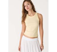 Stradivarius - Canotta a coste color giallo pastello XL