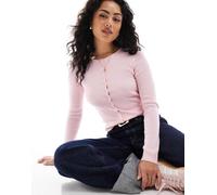 Stradivarius - Cardigan aderente rosa a coste L