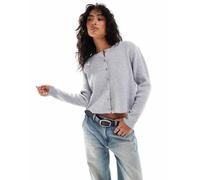 Stradivarius - Cardigan in maglia a coste con bottoni grigio mélange XS