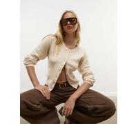 Stradivarius - Cardigan in maglia color pietra con bottoni e maniche raglan-Neutro L