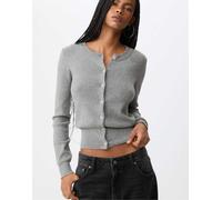 Stradivarius - Cardigan in maglia grigio mélange con bottoni L