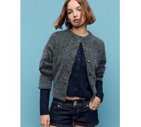 Stradivarius - Cardigan in maglia grigio scuro con maniche larghe XS