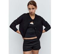 Stradivarius - Cardigan in maglia morbida nero con bottoni L