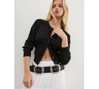 Stradivarius - Cardigan in maglia nero con bottoni e maniche raglan L