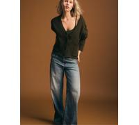 Stradivarius - Cardigan in maglia verde con colletto sovrapposto S