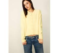 Stradivarius - Cardigan oversize in maglia color oro-Giallo XL