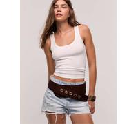Stradivarius - Cintura larga cammello pallido con chiusura in metallo-Neutro M