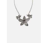 Stradivarius - Collana grigia a forma di fiori con strass-Grigio M