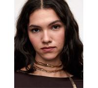 Stradivarius - Collana lariat lunga a rete dorata-Giallo M