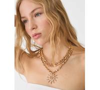 Stradivarius - Collana lunga dorata con sole-Giallo M