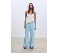 Stradivarius D35 Pantaloni fluidi in denim con coulisse SLAVATO DENIM BLU MEDIO CHIARO XL