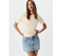 Stradivarius - D62 - Gonna pantalone di jeans color blu medio con strass 44